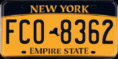 NY license plate FCO8362