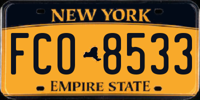 NY license plate FCO8533