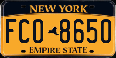 NY license plate FCO8650
