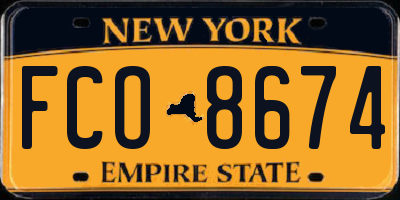 NY license plate FCO8674