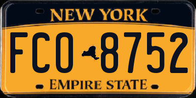 NY license plate FCO8752