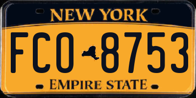 NY license plate FCO8753