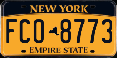 NY license plate FCO8773
