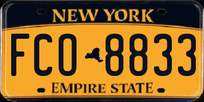 NY license plate FCO8833