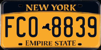 NY license plate FCO8839