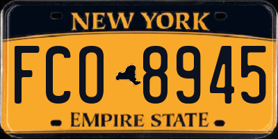 NY license plate FCO8945