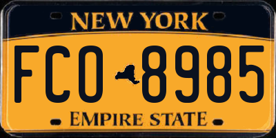 NY license plate FCO8985