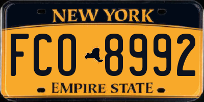 NY license plate FCO8992