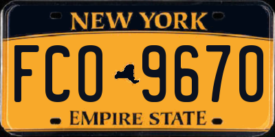 NY license plate FCO9670