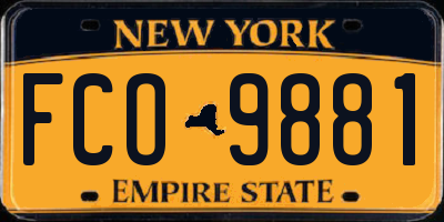 NY license plate FCO9881