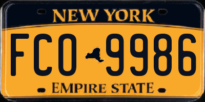 NY license plate FCO9986