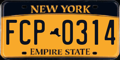 NY license plate FCP0314