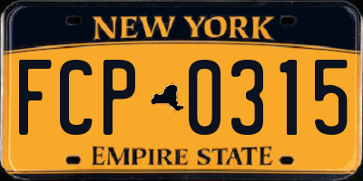 NY license plate FCP0315