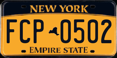 NY license plate FCP0502