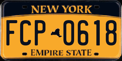 NY license plate FCP0618