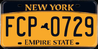NY license plate FCP0729