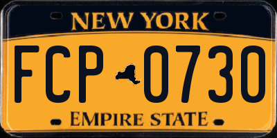 NY license plate FCP0730