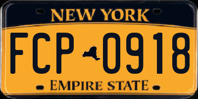 NY license plate FCP0918