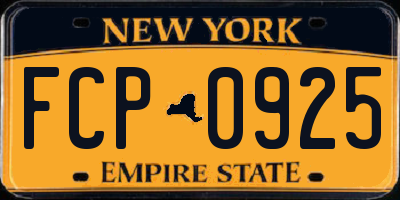 NY license plate FCP0925