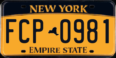 NY license plate FCP0981