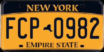 NY license plate FCP0982
