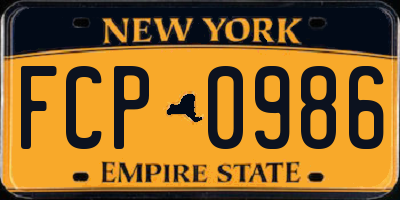 NY license plate FCP0986