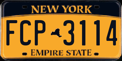 NY license plate FCP3114