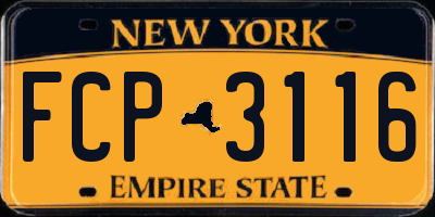 NY license plate FCP3116