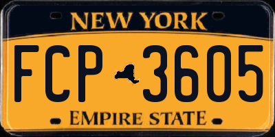 NY license plate FCP3605