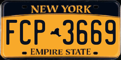 NY license plate FCP3669