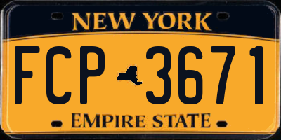 NY license plate FCP3671