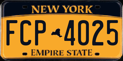 NY license plate FCP4025