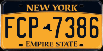 NY license plate FCP7386