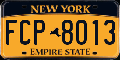 NY license plate FCP8013