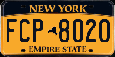NY license plate FCP8020