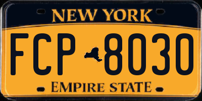 NY license plate FCP8030