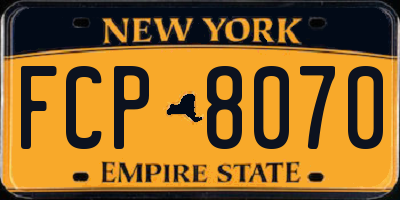NY license plate FCP8070