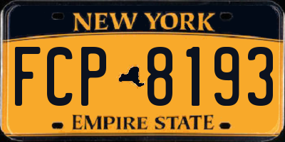 NY license plate FCP8193