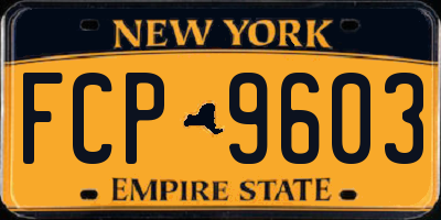 NY license plate FCP9603