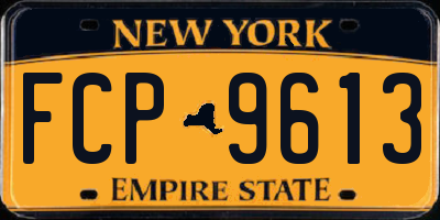 NY license plate FCP9613