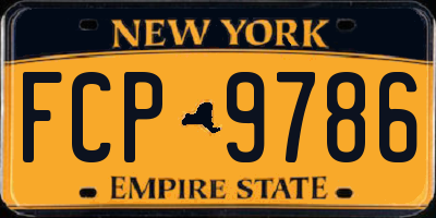 NY license plate FCP9786