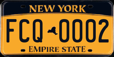 NY license plate FCQ0002