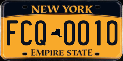 NY license plate FCQ0010