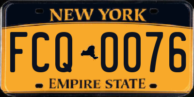 NY license plate FCQ0076