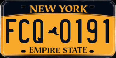 NY license plate FCQ0191