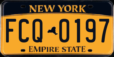 NY license plate FCQ0197