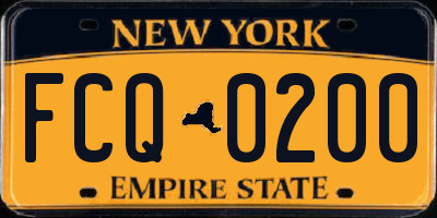 NY license plate FCQ0200