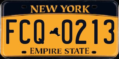 NY license plate FCQ0213