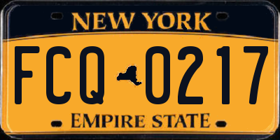 NY license plate FCQ0217