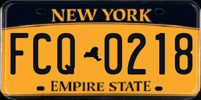 NY license plate FCQ0218